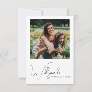 Remerciements Chic Calligraphie Photo Maid of Honor Carte de pro
