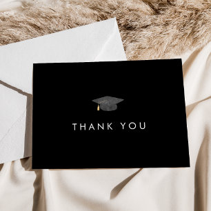 Remerciements Chic Dark Black Grad Casquette Carte de remercieme