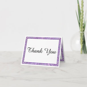 Remerciements Chic Purple Faux Glittered Trim - Carte de remerci