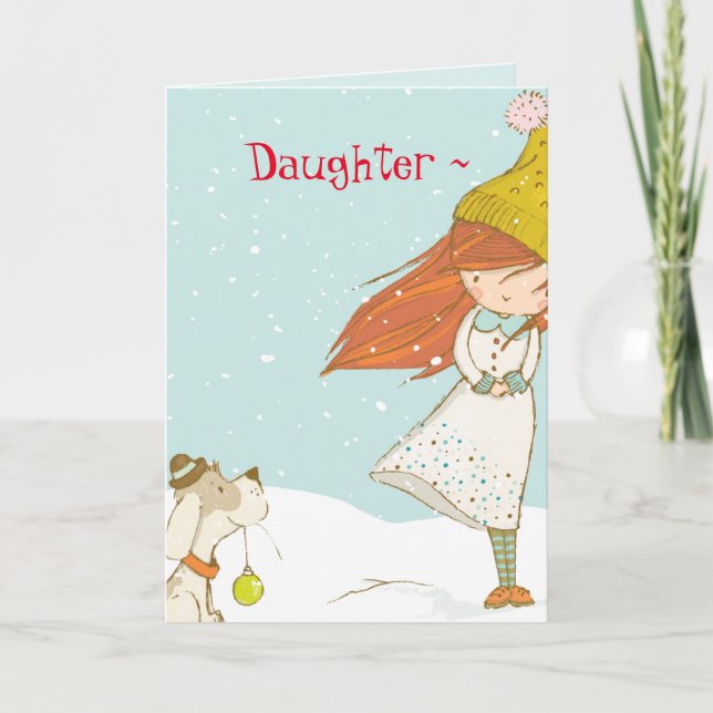 REMERCIEMENTS CHIEN N FILLE CARTE DE NOËL (Devant)