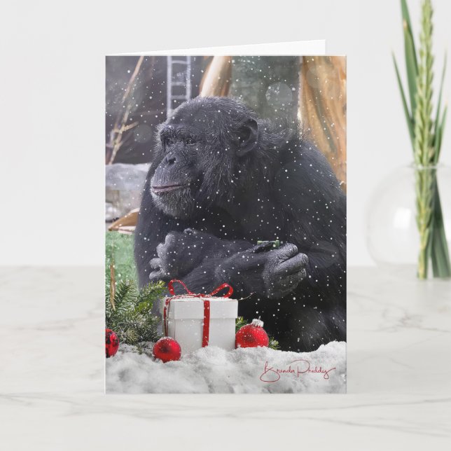 Remerciements Chimpanzés avec la joie de Noël ! Carte blanche 5x (Devant)