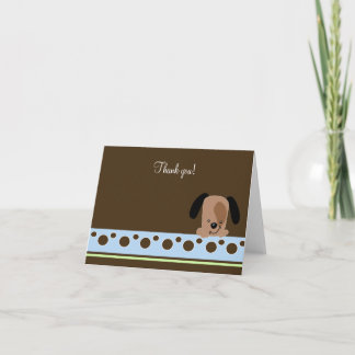 Remerciements Chiot bleu mod plié Carte de remerciement