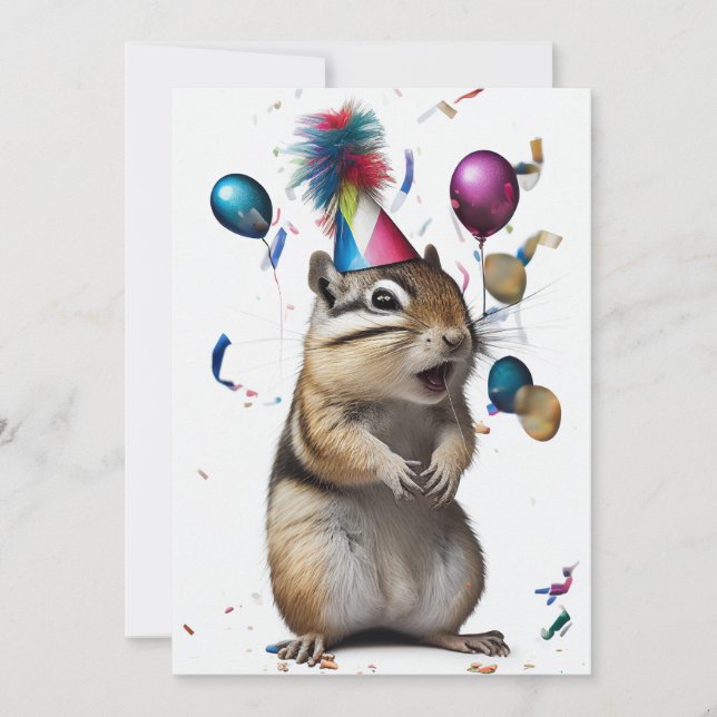 Remerciements Chipmunk avec carte de voeux plat Casquette de fêt (Devant)
