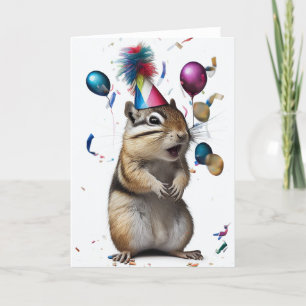 Remerciements Chipmunk avec Casquette de fête Carte de voeux pli