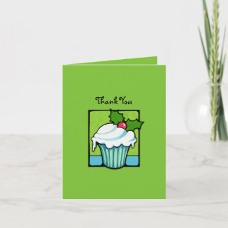 Remerciements Christmas Holly Cupcake green Carte de remerciemen