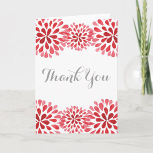 Remerciements Chrysanthemum rouge Aquarelle Carte de remerciemen