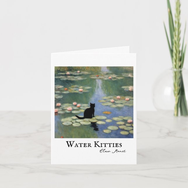 Remerciements Claw Monet Lys d'eau Chat Carte de sympathie (Devant)