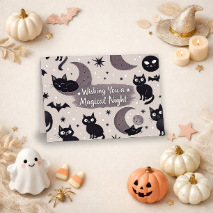Remerciements Conception de carte de lune de chat noir gris fant