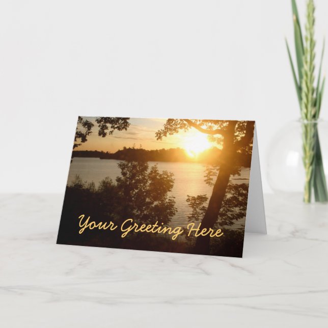 Remerciements Coucher du soleil à la carte de voeux de lac (Devant)