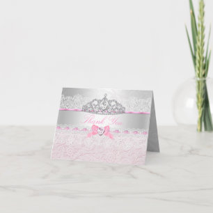 Remerciements Couronne de Princesse Rose et Carte de Remerciemen