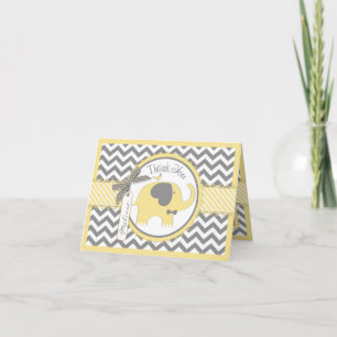 Remerciements Cravate jaune éléphant Chevron Imprimer Carte de r