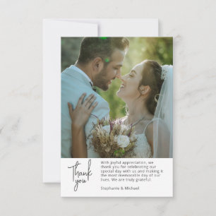 Remerciements Crisp White ・ Élégant Mariage photo Carte de remer