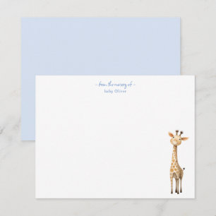 Remerciements Cute Giraffe Baby boy nursery Carte de remerciemen