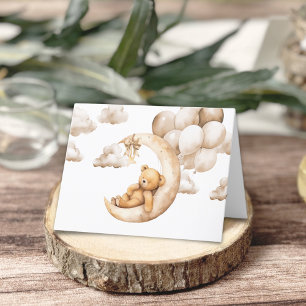 Remerciements Cute Ours four Baby shower Lune Carte de remerciem