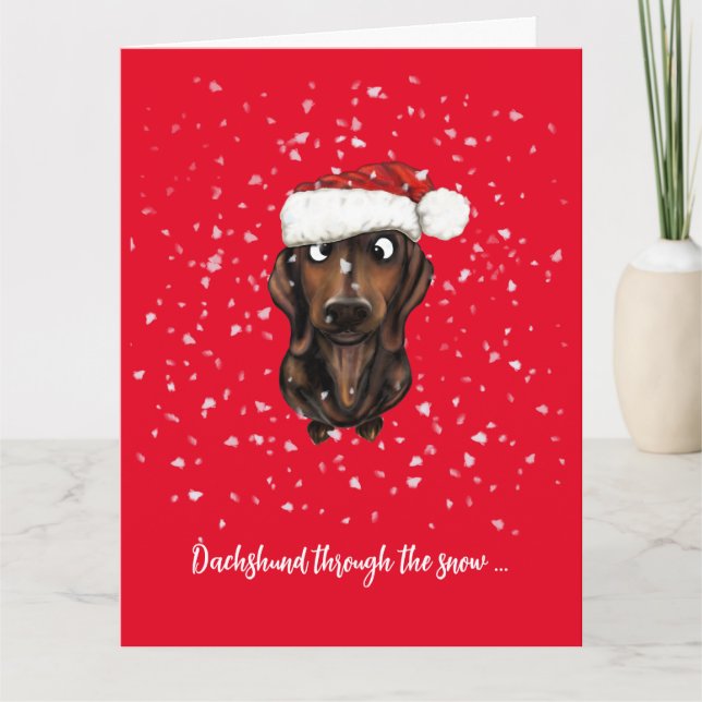 Remerciements Dachshund, Carte de Noël pour chien de saucisse (Devant)