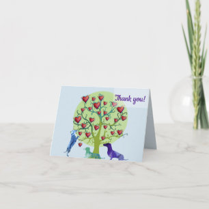Remerciements Dachshund chiens et arbre avec le coeur Carte de r