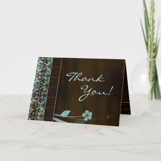 Remerciements Damassé de bleu de fleur de carte de voeux de