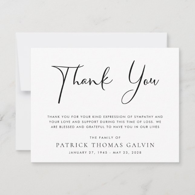 Remerciements de Funérailles Élégants (Devant)