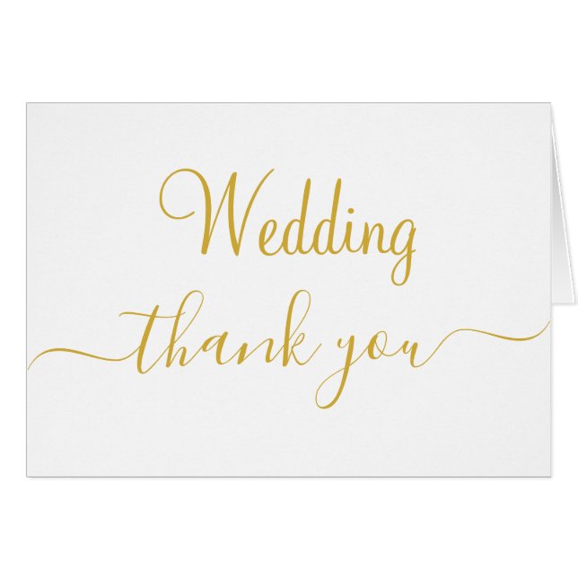 Remerciements de mariage Blanc Or Monogramme (Devant Horizontal)