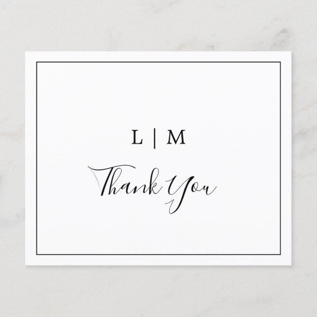 Remerciements de mariage simple noir et blanc à pe (Devant)