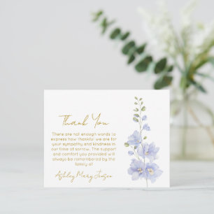 Remerciements Delphinium   Carte de remerciement pour deuil 