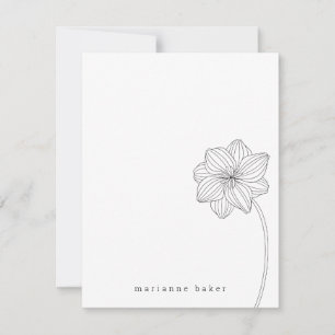 Remerciements Dessin de ligne florale Carte pour notes personnal