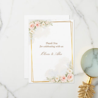 Remerciements Détail de mariage floral romantique Carte Rose Pou