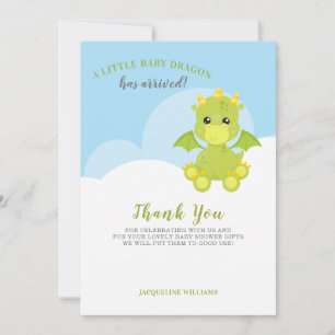 Remerciements Dragon Whimsical Baby Boy Douche Carte de remercie