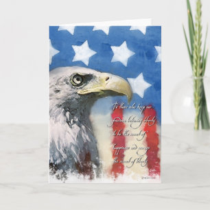 Remerciements Drapeau américain Bald Eagle et Carte de remerciem