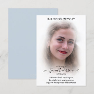 Remerciements Dream Cloud Sympathy Funeral Photo Carte de remerc