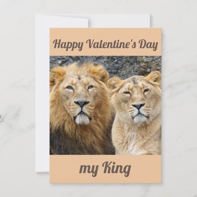 Remerciements Drôle couple de lions valentines carte (Devant)