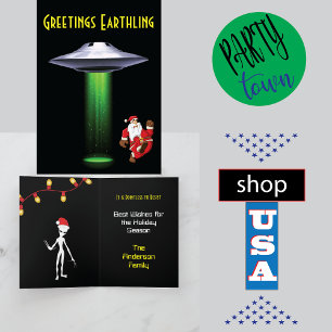 Remerciements Drôle Père Noël 🎅 🛸 UFO Noël Carte de voeux