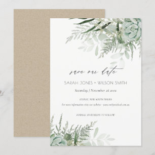 Remerciements Dusky Leafy Fern Succulent Enregistrer la carte de
