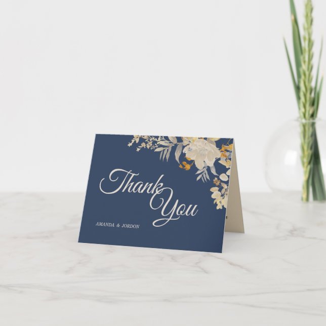 Remerciements Dusty Blue Autumn Boho Mariage Carte de remercieme (Devant)