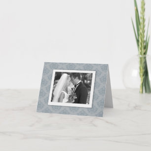 Remerciements Dusty Blue élégant Damask Photo Carte de remerciem