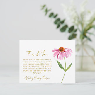Remerciements Echinacea | Carte de remerciement de funérailles A