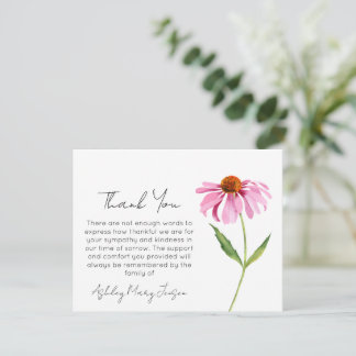 Remerciements Echinacea | Carte de remerciement de funérailles D