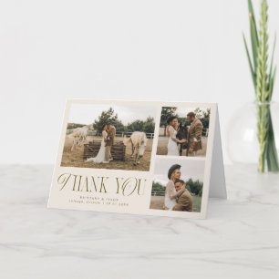 Remerciements Élégance Rustique Carte de Mariage Multi Photo Crè