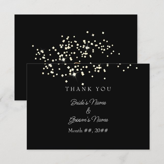 Remerciements Elégant anneau Rhinestones Mariage Carte de remerc (Devant / Derrière)