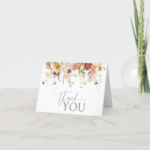 Remerciements Elégant Aquarelle Fleurs Douche Carte de remerciem