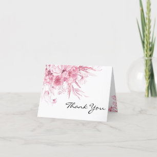 Remerciements Élégant Art rose Floral Drop Carte de remerciement