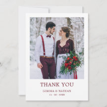 Elegant Bourgogne 2 Mariage photo Carte de remerci