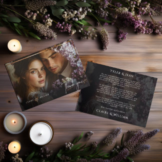 Remerciements Élégant Chic Custom Wedding Photo Carte de remerci