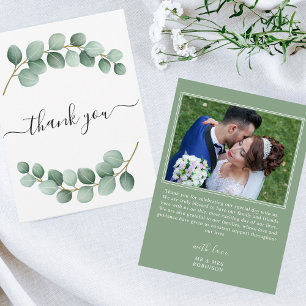 Remerciements Elégant Eucalyptus Mariage photo Carte de remercie