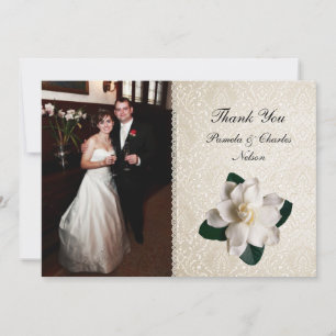 Remerciements Elegant Gardenia Photo Mariage Carte de remercieme