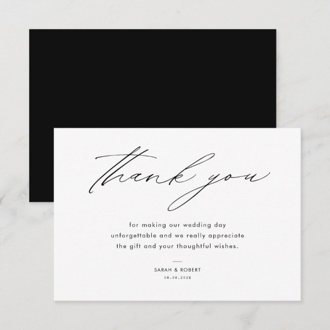 Remerciements Élégant lettrage mariage moderne carte de remercie (Devant / Derrière)