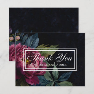 Remerciements Élégant Mariage à fleurs rose foncé Carte de remer