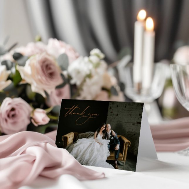 Remerciements Élégant Mariage photo moderne simple Carte de reme (Elegant Simple Modern Photo Wedding Thank You Card)