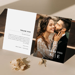 Remerciements Élégant minimaliste Mariage Monogramme Carte de re