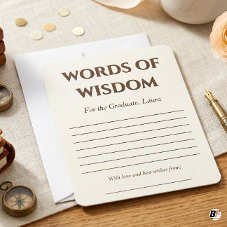 Remerciements Élégant Nom Personnalisé Mots de Sagesse Carte de